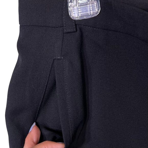 Armani Collezioni Pants Womens 10 Black Wide Leg Wool Trousers Made Italy Office - Picture 13 of 15